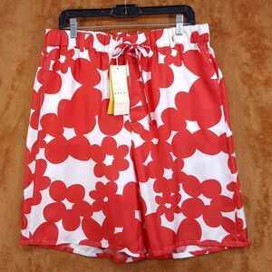 MARNI Shorts Mens Size 50 Red White Floral DILLIES Silk Twill $935